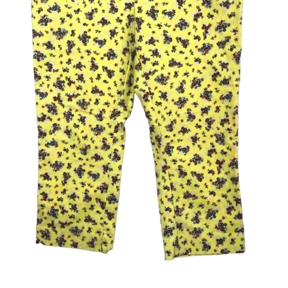 Anthropologie Cartonnier Retro Crops Capris Pants Floral Print Yellow Size 10 - Picture 6 of 7